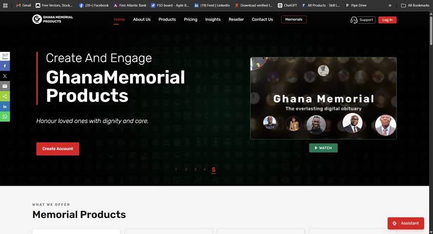 Ghana Memorial Products homepage